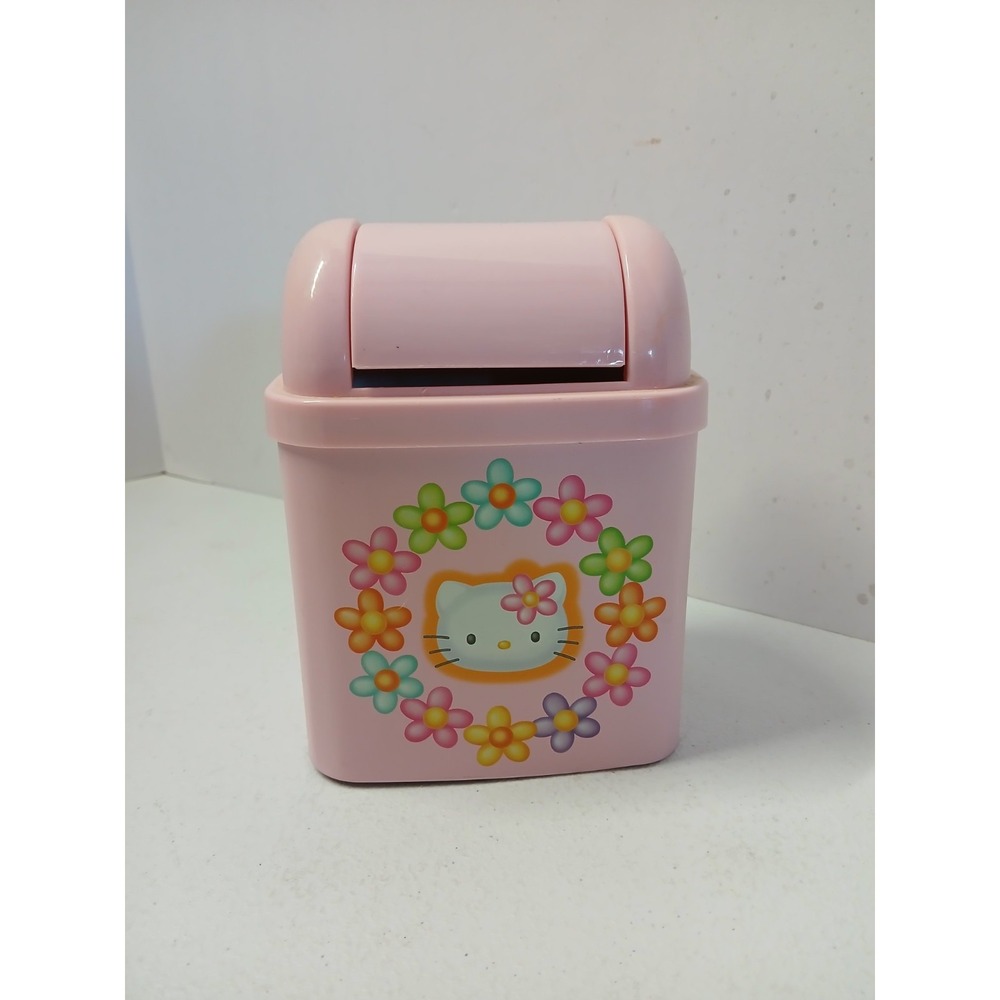 Sanrio 1997 Hello Kitty‎ Mini Dust Box Pink Trash Can Floral Rare